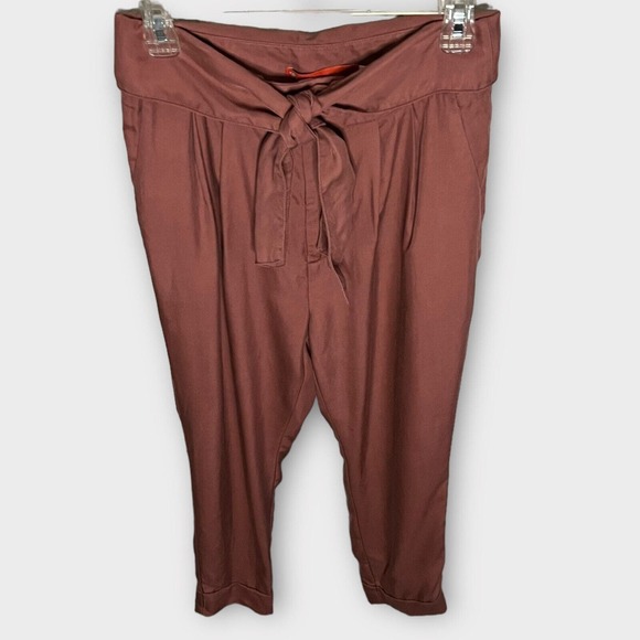 Anthropologie Cartonnier Kingsley Dusty Rose Tie Waist Pleat Front Pant Size 4 - Picture 11 of 11